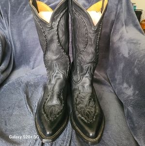 Dan Post Phoenix Cowboy Boots Men's Size 8.5 D Black Leather Bucklace Stitch